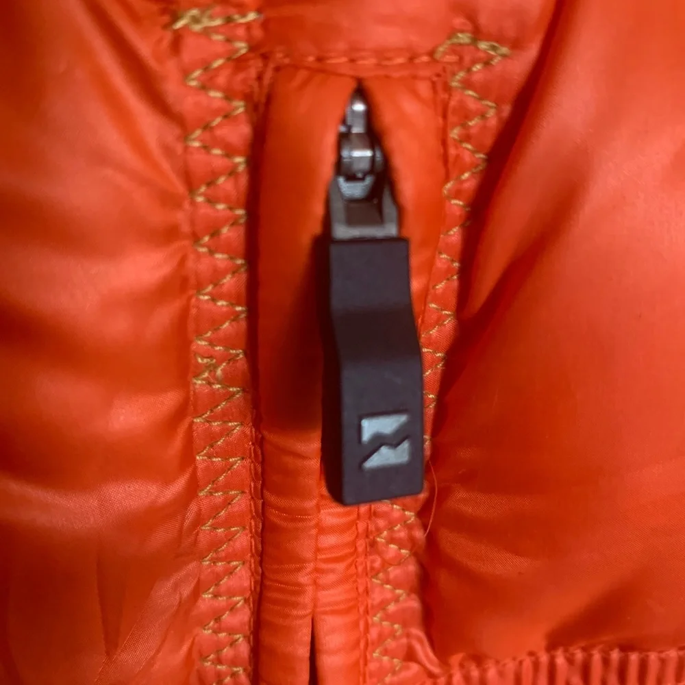 Mountain Force hooded reversible nylon quilted ski jacket orange/blue sz 38/Med - Picture 7 of 14